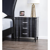 Glam Stylish Modern Black 1pc Nightstand Solidwood Turned Wood Leg Curved Front Panels Bedroom Furniture Bedside