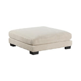 Story 45 Inch Ottoman, Attached Seat Cushion in Beige Corduroy Fabric, Wood