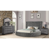 SAGA Queen 4 Pc Tufted Upholstery Bedroom Set Made with Wood In Gray