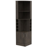 Dark Walnut 8-Bottle 2-Shelf Bar Cabinet
