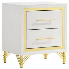Asteroid White 2-drawer Nightstand Bedside Table