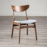 Mid-Century Modern 2pc Side Chair Angled Legs Padded Seat Curved Panel Back Walnut And Light Gray Finish