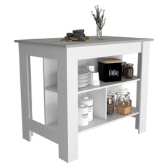 Crest 3-Shelf Kitchen Island White and Ibiza Marble