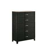 Mars Modern Chest with Sintered Stone Top, Deep Storage Drawers, Acrylic Bar Pulls, and Black Wood-Grain Finish