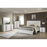 Display Contemporary Style 5 Pc Queen Bedroom Set with LED Headboard Made with Wood in White