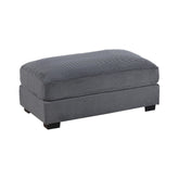 Living Room Furniture 1pc Ottoman Dark Gray Corduroy Soft Cushion Cocktail Ottoman Wood Legs