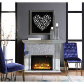 Infinity Mirrored & Faux Diamonds Fireplace (Battery not Included)