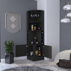 8-Bottle 2-Shelf Bar Cabinet Wenge