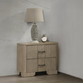 1pc Transitional Style Nightstand with 2x Storage Drawers Reeded Front Antique Oak Finish Wooden Rustic Bedroom Furniture