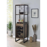 Pluto Oak and Black Wine Rack with 1 Drawer