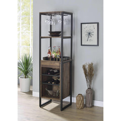 Pluto Oak and Black Wine Rack with 1 Drawer