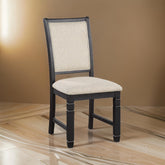 Dionysus 24 Inch Side Dining Chairs Set of 2, Cushioned Seat, Curved Back, Black, Beige