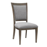Saturn 26 Inch Set of 2 Side Dining Chairs, Gray Polyester, Driftwood Brown