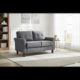 Dark Loveseat Sofa, 2-Seater Couch, Mid-Century Upholstered Sofa for Living Room