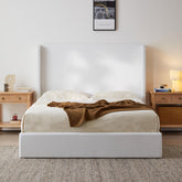 Shangri-La Upholstered Wingback Bed / Upholstered Platform Bed Frame / 52.3" High Headboard / Simplicity / Minimalist / No Box Spring Needed / Easy Assembly / King / Coconut Micro Suede / No Noise