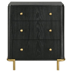 Atlas Black 3-drawer Nightstand