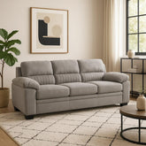 Aeneas 80 Inch Sofa, Gray Polyester, Soft Foam Cushioned, Solid Wood Frame