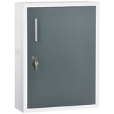 Bathroom Medicine Cabinet with Shelves Inside & On Door, Locking Medical Cabinet for Child & Pet Safety, First Aid Bathroom Wall Cabinet, White and Grey