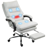 Microfibre Massage Office Chair, Heated Reclining Chair with Footrest, Double-tier Padding, Swivel Wheels, Light Gray