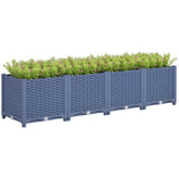Plastic Raised Garden Bed, 5 x 1 x 1 ft Outdoor Flower Box with Drainage Holes for Vegetables, Herbs, Blue