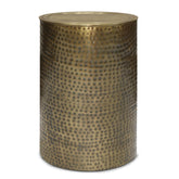 Waltz 16 inch Wide Metal Side Table in Hammered Antique Gold