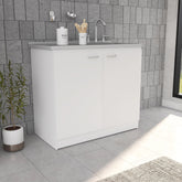 Pandora Sink, Double Door Cabinet, Two Shelves, White