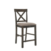 Crown II Tan Linen & Weathered Gray Finish Counter Height Chair (Set of 2)