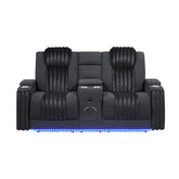 Epic Black Power Reclining loveseat with Power Headrest, LED and Bluetooth Speaker