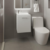 Crest Floating, Wide One-Door Cabinet Vanity, With Resin Sink And One Shelf, Bathroom Storage, White