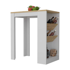 Ode Wine Storage Pedestal Kitchen Island White and Macadamia