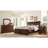 Iphigenia Queen 4 Piece Bedroom Set Made With Wood in Dark Walnut
