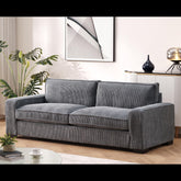 Odysseus Corduroy Sofa with Sleek Design, Spacious and Comfortable 3 Seater Couch for Modern Living Room, Ideal for Entertainment and Cozy Moments, Large, Grey
