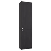 Home Tall Freestanding Bookcase with Double Doors and 5 Interior Storage Shelves, Vertical Storage Cabinet for Living Room, Office or Bedroom