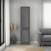 Home Double Glass Door Bookcase Cabinet with 5 Interior Shelves for Linen or Décor Storage