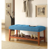 Hera Light Blue Fabric & Oak Finish Bench