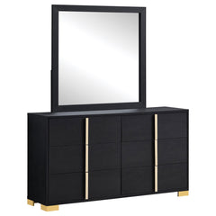 Treasury Black 6-drawer Dresser with Mirror