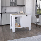 Hera Kitchen Island, Single Door Cabinet, Shelf White / Macadamia