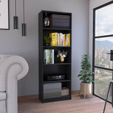 Planet 4-Tier Bookcase with Modern Storage for Books and Decor, Black