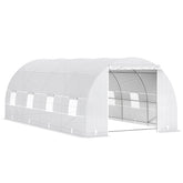 20' x 10' x 7' Walk-In Tunnel Greenhouse with Zippered Door & 8 Mesh Windows, Large Garden Green House Kit, Galvanized Steel Frame, White
