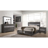 Traditional Queen 4 piece Storage Bedroom Set made with Wood in Gray