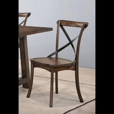Vertex Dark Oak & Black Metal Finish Side Chair (Set of 2)