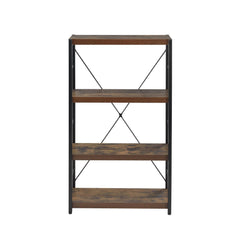 Pluto Oak and Black 3-shelf Bookcase
