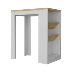 Ode Wine Storage Pedestal Kitchen Island White and Macadamia