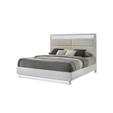 Glam Modern Style Queen Bed Made with LED Headboard & Wood in White