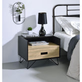 Archive Oak & Black Finish Accent Table with Display & Utility Function