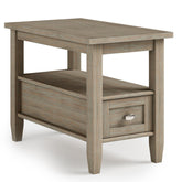 Warm Shaker Solid Wood 14 inch Wide Transitional Narrow Side Table in Distressed Grey