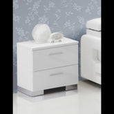 Theseus White & Chrome Leg Finish Nightstand