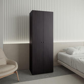 Home 2 Doors Closet System Armoire, Hanging Rod and Storage Shelf, Modern Armoire for Bedroom Organization Storage, Black