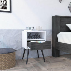 Aurora 1-Drawer 1-Shelf Nightstand Smokey Oak and White