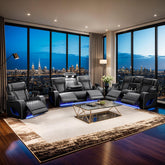 Hephaestus Modern Style Upholstery Recliner 3PC Livingroom Set Made with Wood & Massage Function Included-Black